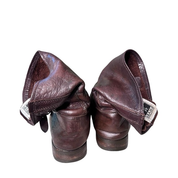 Frye | Brown Leather Veronica Short Slouch Boots Size 9 - Picture 14 of 16